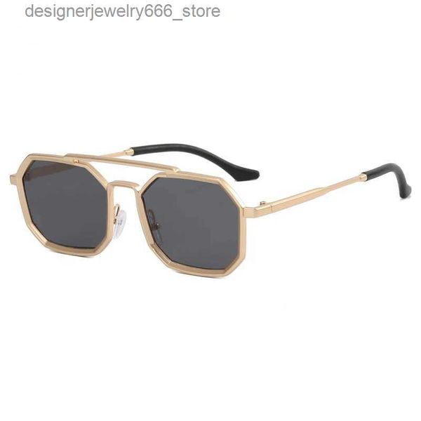 Gafas de sol Marcos de moda 2023 Nuevo marco de metal Poligonal T-Table Gafas de gama alta simples y de moda para hombres Mujeres Q231219