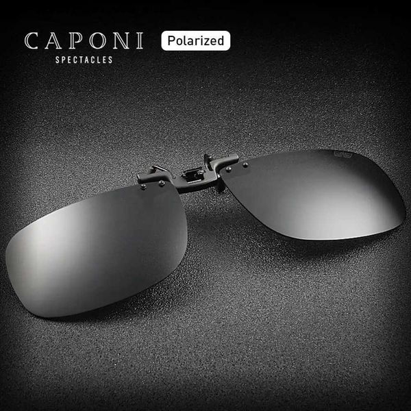 Gafas de sol marcos de moda marca caponi clip polarizado en gafas marco de conducción diaria lentes negras % protección ultraviolina a hombres CP1282 Q231219