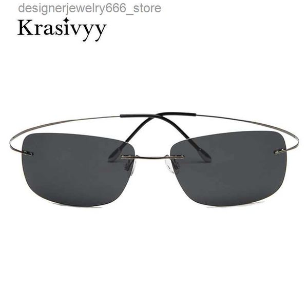 Gafas de sol marcos de moda krasivyy bordes cuadros polarizados para conducir diseño de marca ultralight puro titanium gafas soles Oculos de sol Q231219
