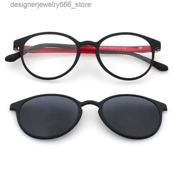 Gafas de sol Marcos de moda ZENOTTIC Clip magnético en gafas de miopía polarizadas Marco 2 en 1 Moda Sombra óptica Gafas graduadas Q231219