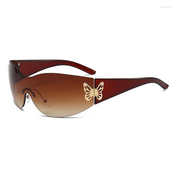 Lunettes de soleil mode dégradé papillon pour femmes Protection UV rétro lunettes fête drôle décor