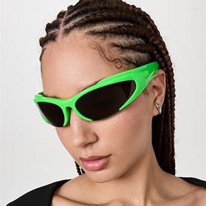 Gafas de sol de moda verde rectángulo deporte hombres mujeres Y2k Wrap Vintage rojo película espejo sombra gafas ciclismo hombre gafas de sol UV400