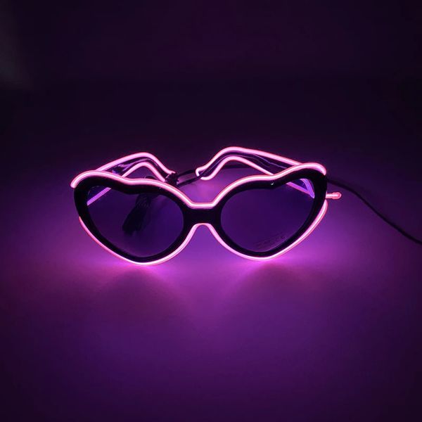 Gafas de sol Moda Forma de corazón Gafas decorativas Decoración de fiesta Luz de neón LED para club nocturno DJ Dance Music Festival 231130