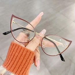 Zonnebril Mode Uitgehold Cat Eye Anti Blauw Licht Bril Metalen Frame Decoratief Kan worden gecombineerd met Bijziendheid Groothandel