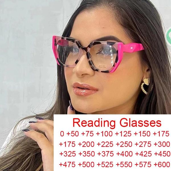 Gafas de sol Moda Irregular Cuadrado Anti Luz Azul Gafas de Lectura Mujeres Hombres Diseñador de Marca Doble Color Marco Grande Lentes de Leopardo Rojo