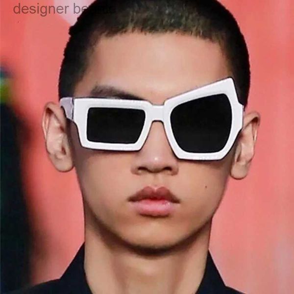 Lunettes de soleil Fashion Irrégules carrés de soleil Sunglasses Man Fashion Brand Designer Personnalité Soleil Male Blanc Blanc Miroir OCULOS DE SOL C240411