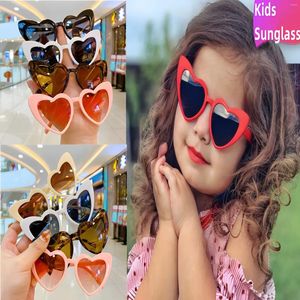 Gafas de sol Moda Niños Forma de corazón Niños Niñas Marco grande Brillo Rosa Verano Sombras de sol Gafas Gafas al aire libre Uv400 Gafas