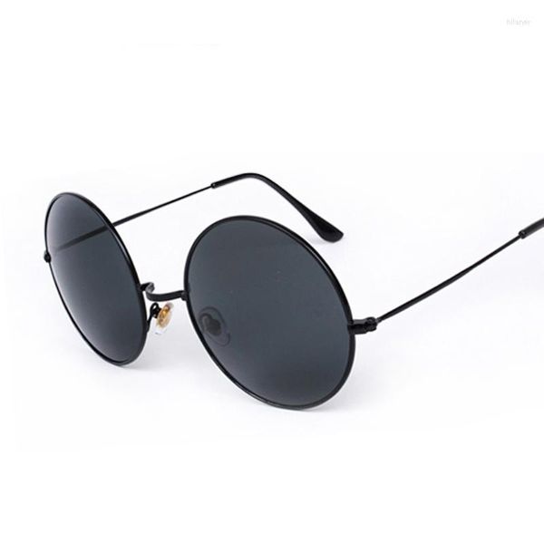 Lunettes de soleil mode dame grand rond teinté couleur lentille hommes femmes rétro métal cadre oeil noir Vintage minuscule femme lunettes de soleil