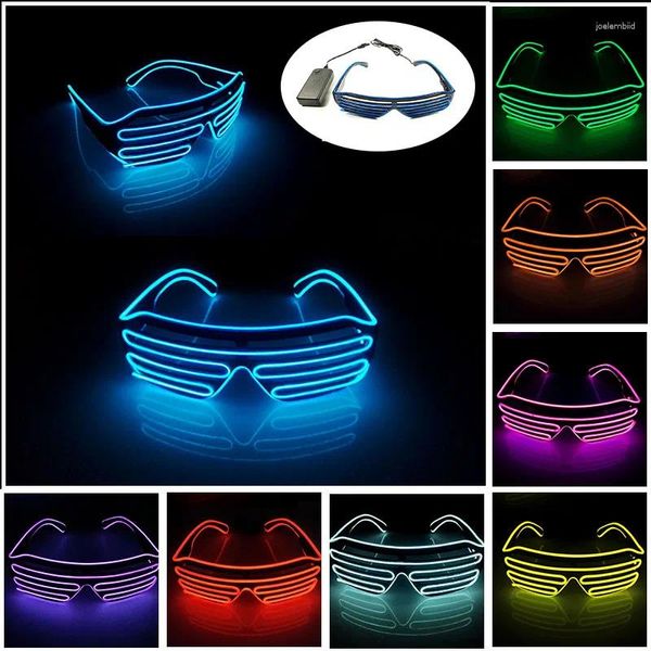 Gafas de sol Moda LED EL Obturador Gafas Barras de luz fluorescente Barra de Pascua Rave Neón Música Regalo Po Prop