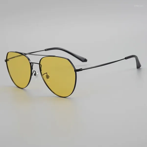 Lunettes de soleil mode hommes alliage vision nocturne jaune pour la conduite pêche randonnée polarisée originale dames lunettes de soleil UV400