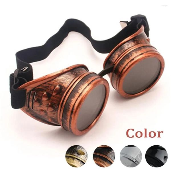 Gafas de sol Modos Gafas Steampunk Redonde Gafas de gran tamaño soldado Punk Cosplay Diseñador Creative Diseñador Sombras