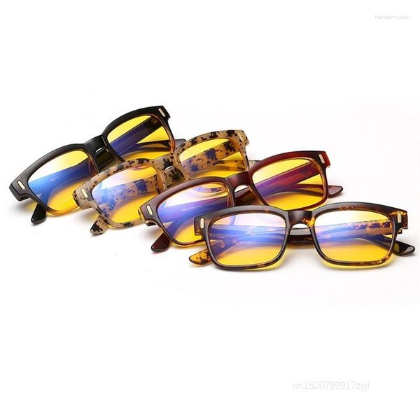 Lunettes de soleil mode hommes femmes rétro carré lumière bleue bloquant lentille jaune lunettes d'ordinateur Anti fatigue oculaire UV lunettes de jeu