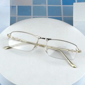 Lunettes de soleil mode métal cadre presbytie lunettes unisexe affaires demi Anti lumière bleue lecture hommes longue portée miroir Gafas