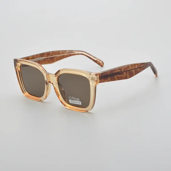 Gafas de sol Moda Nicho Marco grande Gafas de colores Cuadrado Retro Literario UV400 Espejo de conducción grueso Personalidad Tendencia