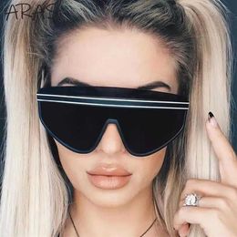 Lunettes de soleil Fashion One Piece Lunettes de soleil surdimensionnées Femmes Semi Rimless Sun Glasses Men Goggles 2022 Luxury Brand Big Frame Windproof 270W