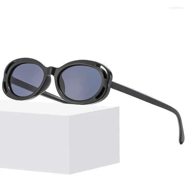 Lunettes de soleil ovales à petite monture, Style Hip Hop, personnalité colorée, UV400, lunettes noires décontractées pour femmes et hommes adultes