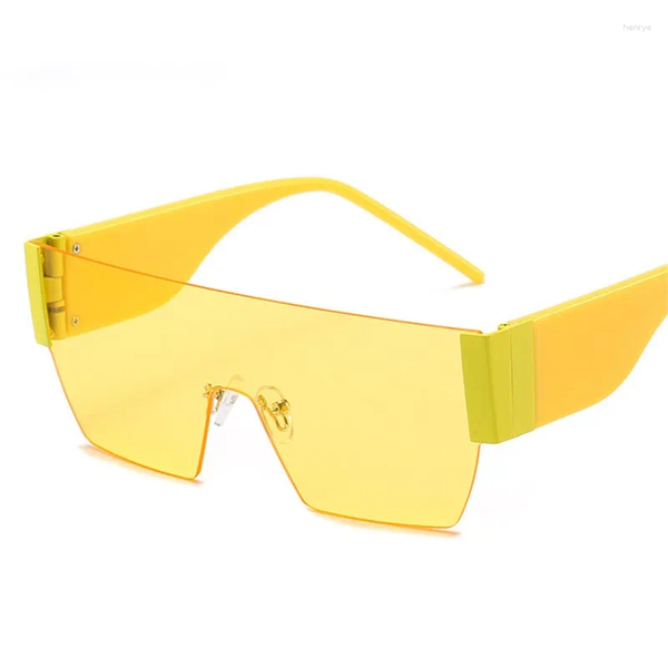 Lunettes de soleil mode surdimensionnées une pièce sans monture femmes clair océan lentille lunettes hommes dégradé lunettes de soleil UV400