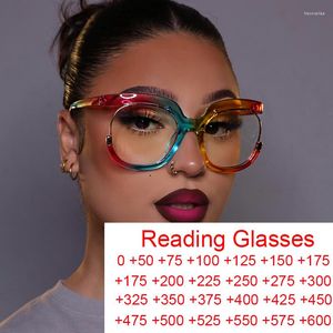 Lunettes de soleil mode surdimensionné carré arc-en-ciel lunettes de lecture femmes hommes grand cadre presbytie lunettes lecteurs 1.75 3.25 6