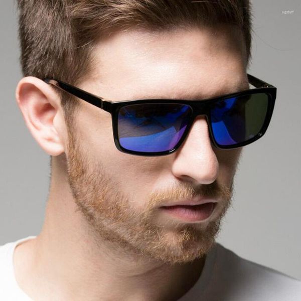 Gafas de sol Moda Plástico Retro Hombres Marca Diseñador Cuadrado Vintage Espejo Clásico Hombre Gradiente Gafas de sol UV400