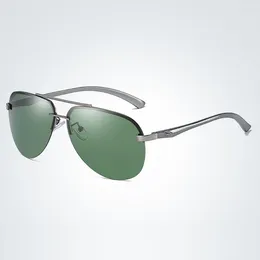 Occhiali da sole moda polarizzati da uomo classici occhiali da sole da guida da donna senza montatura con montatura in metallo lenti a specchio antiriflesso