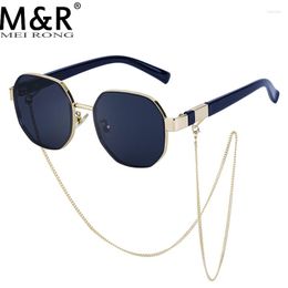 Gafas de sol Producto de moda Collar poligonal para mujer Marco de anteojos de metal degradado retro Estilo punk Gafas de conducción para hombres