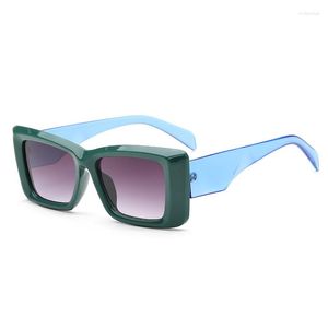 Lunettes de soleil Mode Rectangle Femmes Nuances UV400 Rétro Carré Gelée Couleur Léopard VERT BLEU Hommes Lunettes de Soleil De Luxe Designer