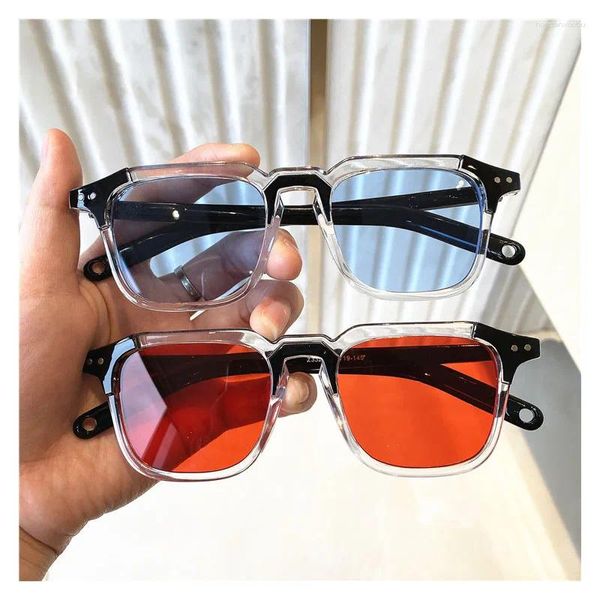 Gafas de sol Moda Retro Marco grande Cuadrado Color dual para mujeres Diseñador Hombres Gafas de viaje