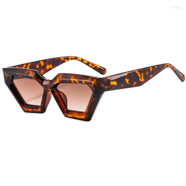 Gafas de sol de moda Retro polígono ojo de gato negro mujer marca diseñador Punk sombras UV400 hombres gafas de sol tipo ojo de gato gafas