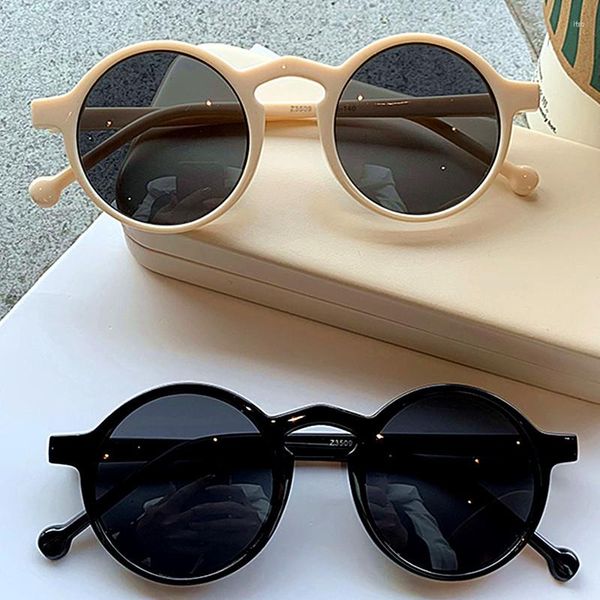 Gafas de sol de moda Retro redondas para mujer, marca de diseñador, montura pequeña Vintage, gafas de sol para mujer, gafas de estilo coreano a la moda