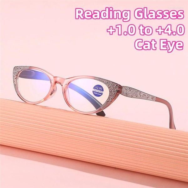 Lunettes de soleil mode strass lunettes de lecture Anti-lumière bleue Protection des yeux lunettes hommes femmes Vintage chat presbyte lunettes