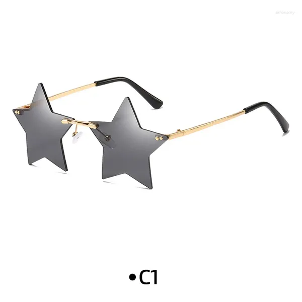 Gafas de sol Fashion Borny Star Shape Women Fiesta de gafas de soldado solares Funny Pentagram Eyewear Decoración navideña anteojos