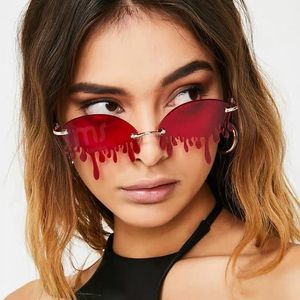 Zonnebril Mode Rimless Woman Vintage Persoonlijkheid Rhinestone Scheur Sun Glazen Oceaan Lens Retro voor vrouwen CH2