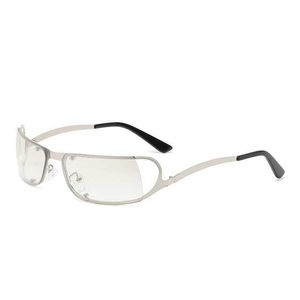 Lunettes de soleil Mode sans monture Y2K lunettes de soleil femmes hommes à la mode des années 2000 lunettes de soleil enveloppantes lunettes Punk rectangle sport ShadesL2402