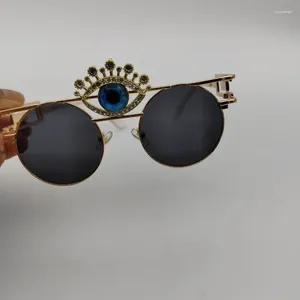 Zonnebrillen mode ronde diamant frame vrouwen vrouwelijke bril bril derde oog decoratie retro dames feest zonnebril