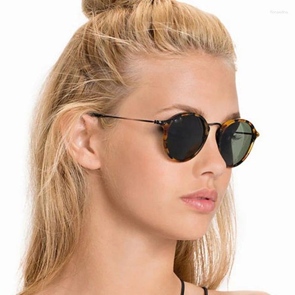 Lunettes de soleil rondes à monture métallique pour hommes et femmes, rétro, marque de styliste, tendance UV400, vente en gros, 2024