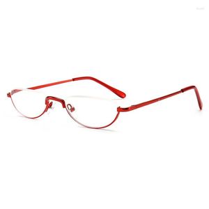 Lunettes de soleil Mode Semi Rimless Métal Lunettes de lecture pour femmes Femme Demi-Lune Presbyte Spectacles Loupe Hypermétropie Hypermétropie