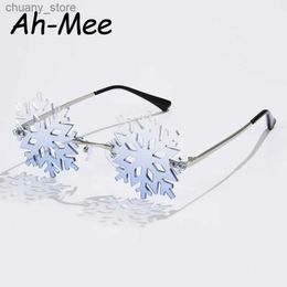 Lunettes de soleil Fashion Snowflake Womens Sun Sungols Lons de soleil sans crainttes Punk blancs Punk Vintage Vintage Mâles UNIQUES Nuances de Noël Y240416