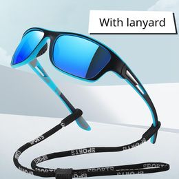 Zonnebril Mode Sportbril Mannen Fietsen Outdoor Vissen Anti-reflecterende Vrouwen Gepolariseerd Met Lanyard