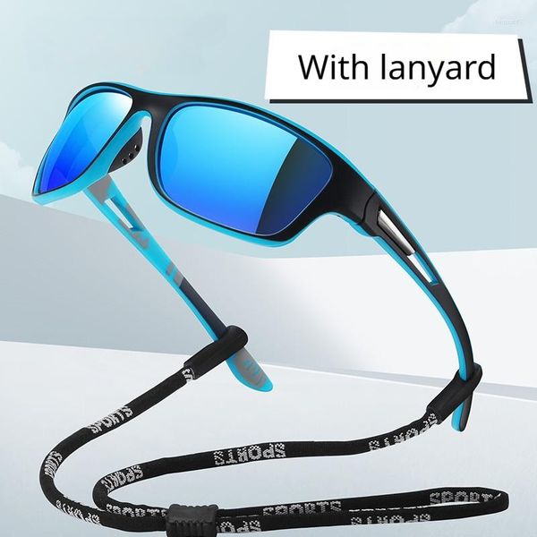 Gafas de sol Gafas deportivas de moda Hombres Ciclismo Pesca al aire libre Antirreflectante Mujeres Polarizadas con cordón