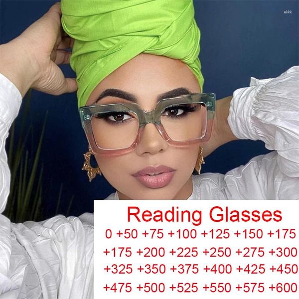 Lunettes de soleil Mode Square Anti Blue Light Lunettes de lecture Femmes 2023 Tendance élégante Optique Prescription Lunettes Finies Lunettes Plus 3