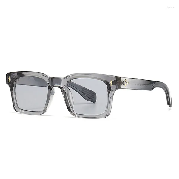 Lunettes de soleil mode rivets carrés dégradé hommes nuances UV400 vintage vert foncé tendance femmes lunettes de soleil