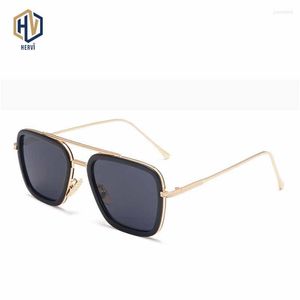 Lunettes de soleil mode carré lunettes de soleil hommes femmes Double faisceau fil métal grands cadres dégradé lunettes UV400 cadre