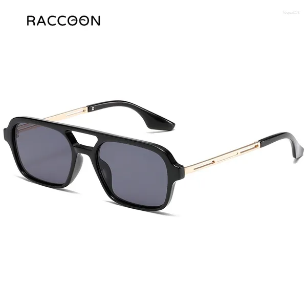 Gafas de sol cuadradas de moda para mujer, marca Punk, montura pequeña, gafas de sol amarillas para hombre y mujer, gafas Retro de doble haz de Metal Uv400