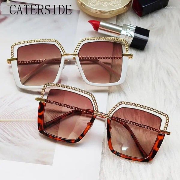 Lunettes de soleil Fashion Square Femmes Metal Half-Frame Sun Verres Brand Design Females Shades Ladies Tendance Eyeglass UV40