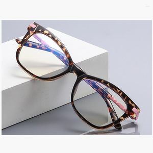 Lunettes de soleil mode TR90 œil de chat Anti-lumière bleue dames lunettes cadre grand métal printemps jambe femmes Prescription miroir