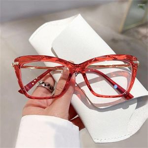 Zonnebrillen mode transparante kattenoogglazen anti-blauw licht brillen vintage vrouwen UV400 tinten platte spiegelbrillen