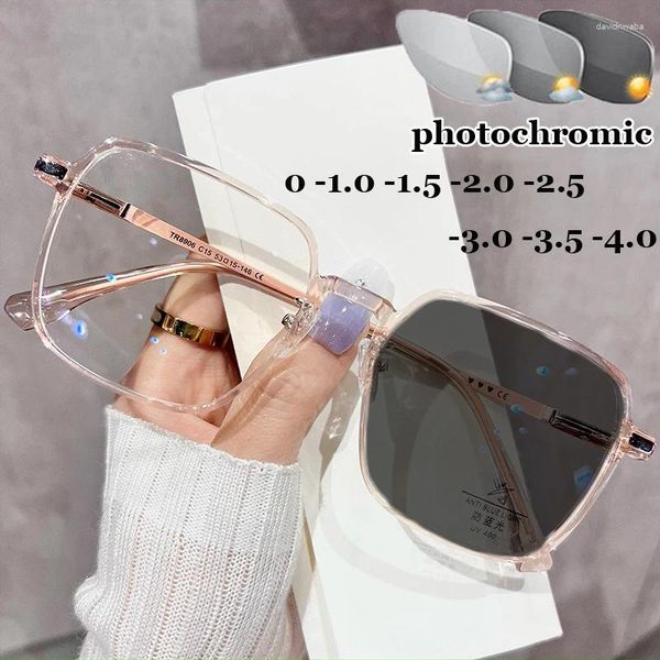 Gafas de sol Moda Tendencia Pocromáticas Menos Gafas Terminadas Prescripción Óptica Miopía Gafas de Lujo Mujeres Al Aire Libre Cerca de la Vista