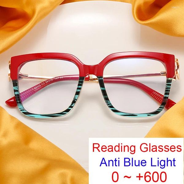 Lunettes de soleil Fashion Trendy Grand cadre Blue Luries Lumières Femmes Men Tr90 MÉTAL VINTAGE Square surdimension