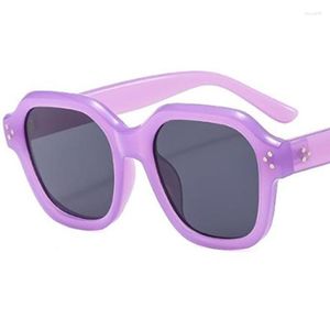 Lunettes de soleil mode unisexe surdimensionné cadre lunettes de soleil Adumbral Anti-UV lunettes riz ongles lunettes couleur bonbon ornemental