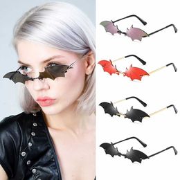 Lunettes de soleil mode UV400 sans monture Streetwear True Film lentille femmes lunettes de soleil dames lunettes chauve-souris forme lunettes de soleil G221215